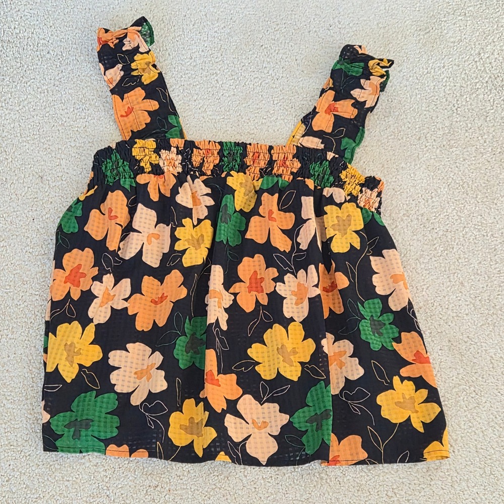 Who What Wear Smocked Tank Top Sheer Ruffle Fall Cottagecore XL Womens Whimsical